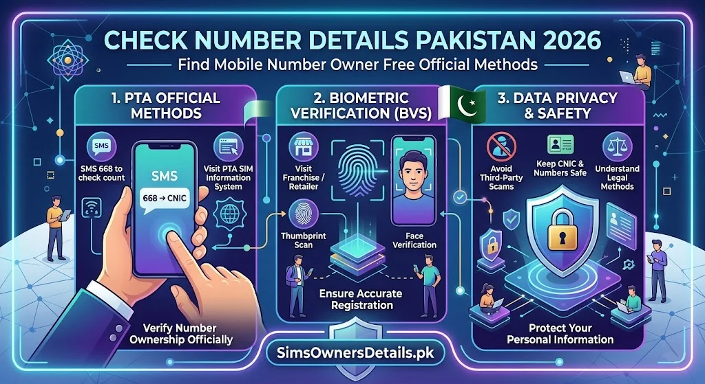 Check Number Details Pakistan 2026 — Find Mobile Number Owner Free Official Methods