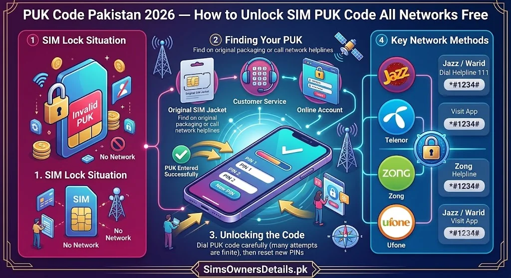 PUK Code Pakistan 2026 — How to Unlock SIM PUK Code All Networks Free