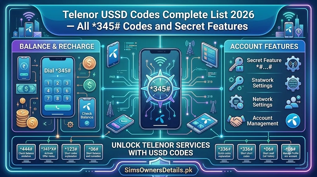Telenor USSD Codes Complete List 2026 — All _345# Codes and Secret Features