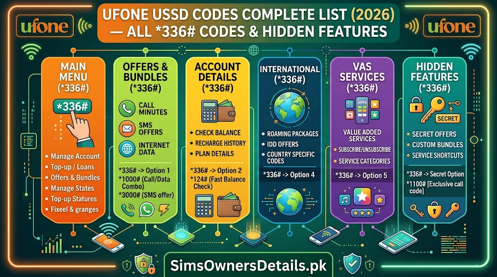 Ufone USSD Codes Complete List 2026 — All *336# Codes and Hidden Features